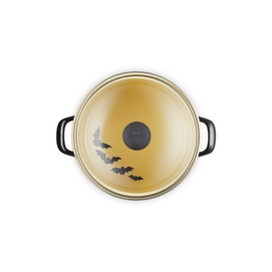 PRÉ-VENDA: Stockpot Morcego Aço Esmaltado Black Onyx com Tampa Vidro e Pegador Inox 7,6L 22cm Le Creuset