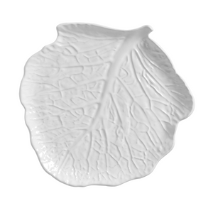 Jogo 6 Pratos Rasos Cerâmica Couve Branco 32,5x28cm Scalla
