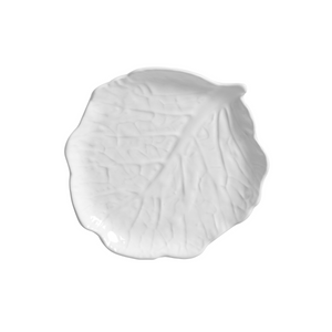 Jogo 6 Pratos de Sobremesa Cerâmica Couve Branco 29x20cm Scalla