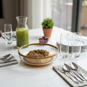 Saladeira Pequena de Vidro com Bambu Rajado