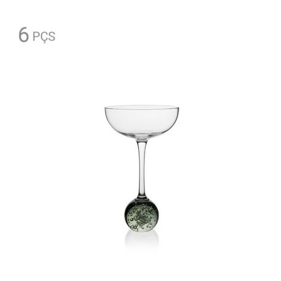 Jogo 6 Taças para Drink base Esfera Verde Vitrum 180ml