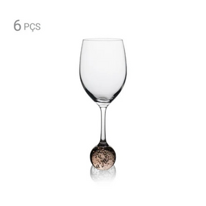 Jogo 6 Taças para Vinho / Água base Esfera Areia Vitrum 445ml