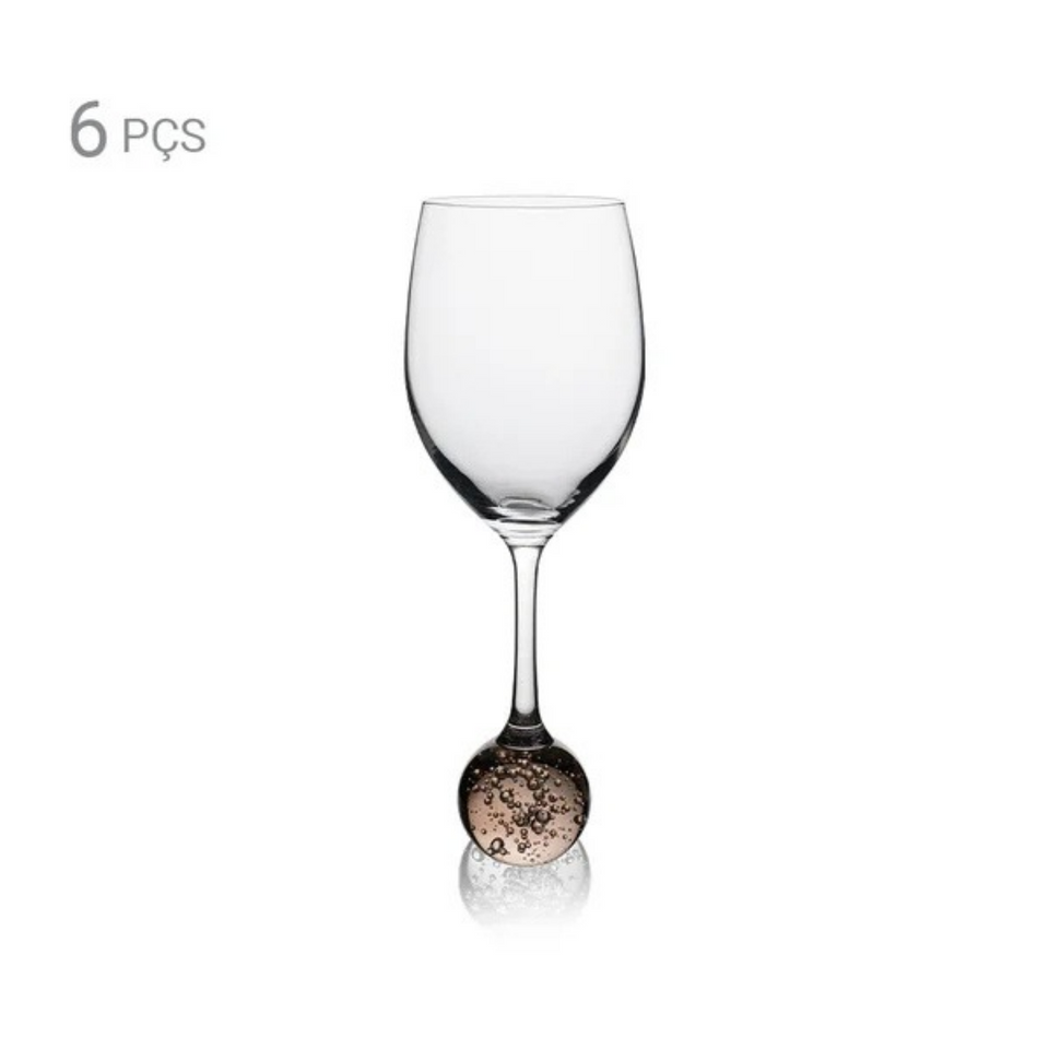 Jogo 6 Taças para Vinho / Água base Esfera Areia Vitrum 445ml