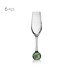 Jogo 6 Taças para Champanhe base Esfera Verde Vitrum 235ml