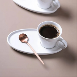 Jogo 6 Xícaras de Café com Pires Ovais Neo Stoneware New White 110ml Porto Brasil
