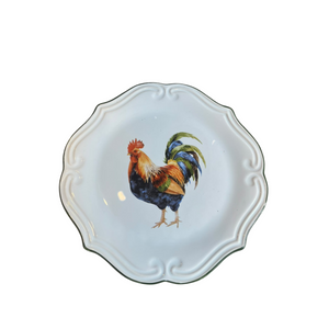 Jogo 6 Pratos de Sobremesa Cerâmica Farmhouse Rooster 22cm Scalla