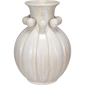Vaso Cerâmica Canelado com Esferas Bege 34x24,5cm Home&Co