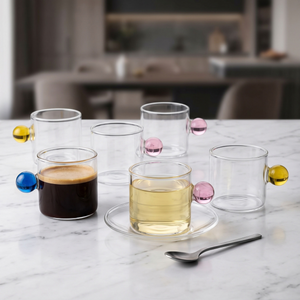 Jogo de 6 Xícaras de Café Vidro Linha Sintonia Colorido 100ml
