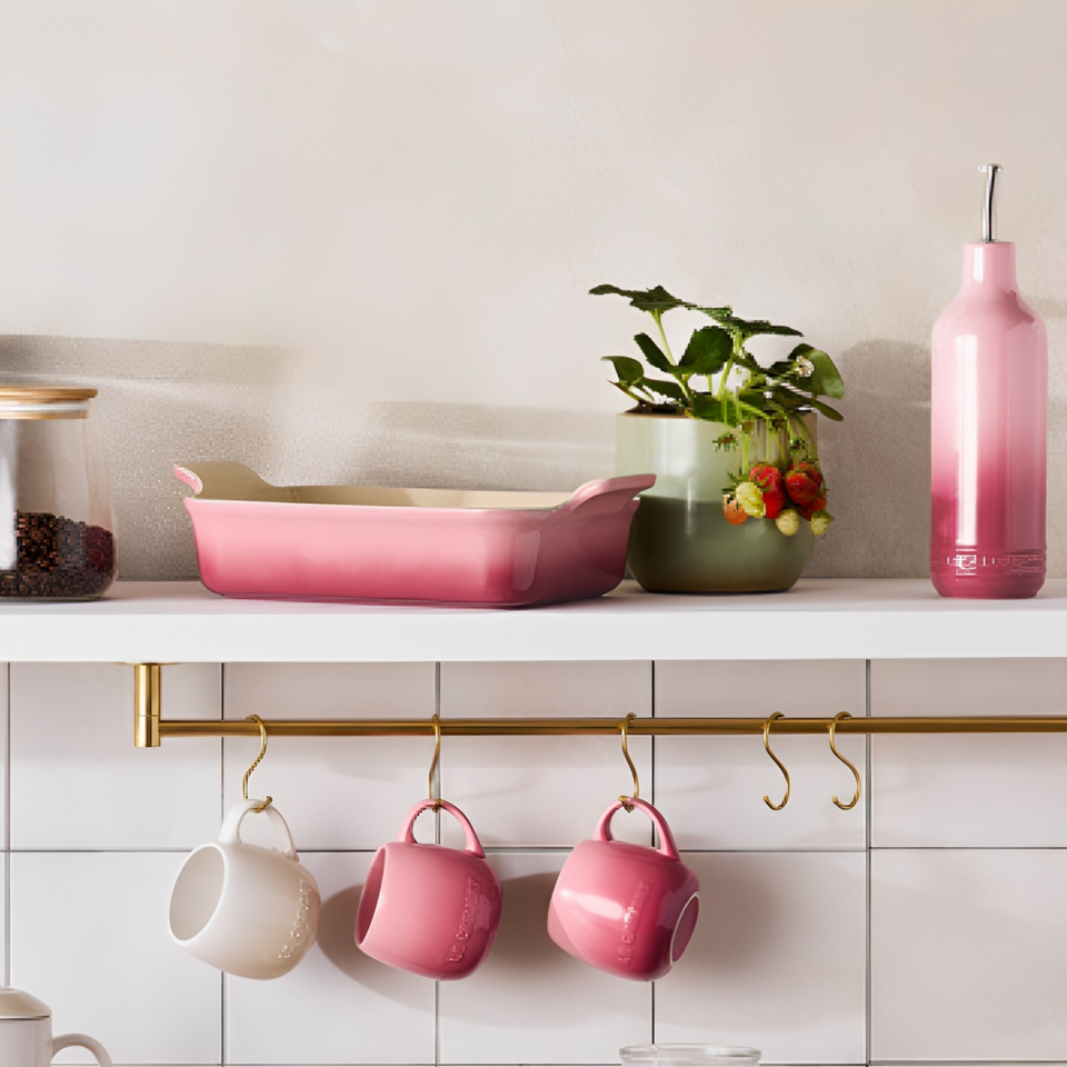 Travessa Retangular Cerâmica Heritage Rose Quartz 26cm Le Creuset