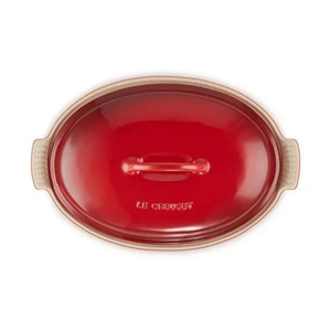 Travessa Oval Cerâmica Com Tampa Heritage Vermelha 3,8L Le Creuset