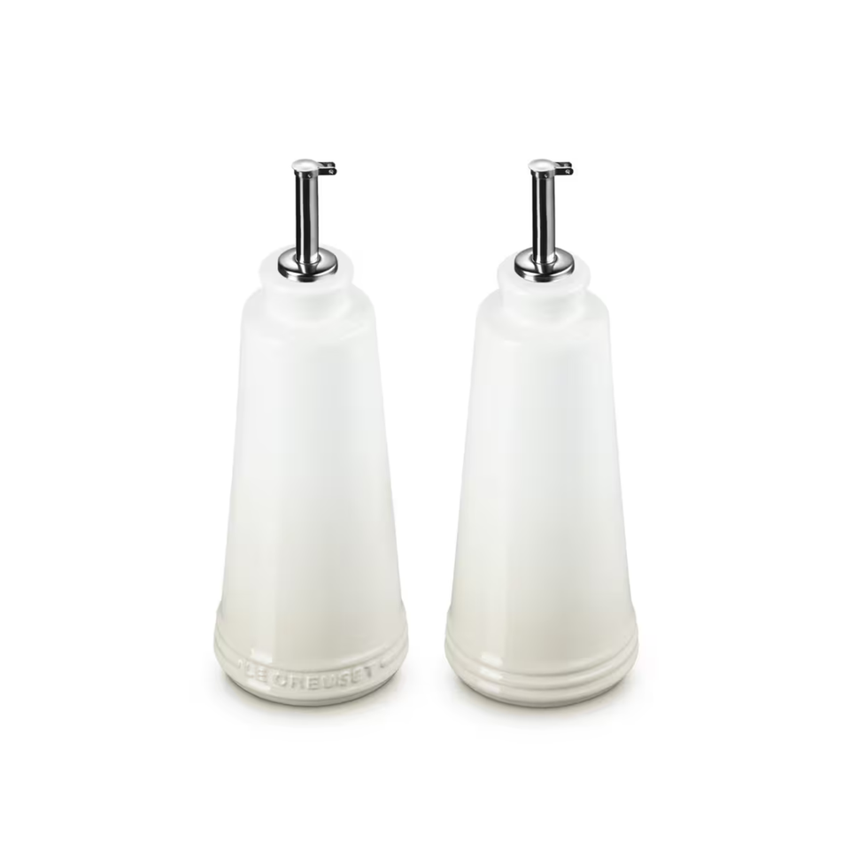 Kit com Porta Azeite e Vinagre Cerâmica Meringue 300ml Le Creuset