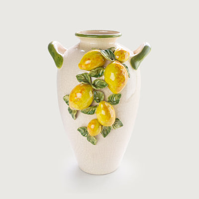 Vaso Ânfora Grande Cerâmica Limão Amalfi