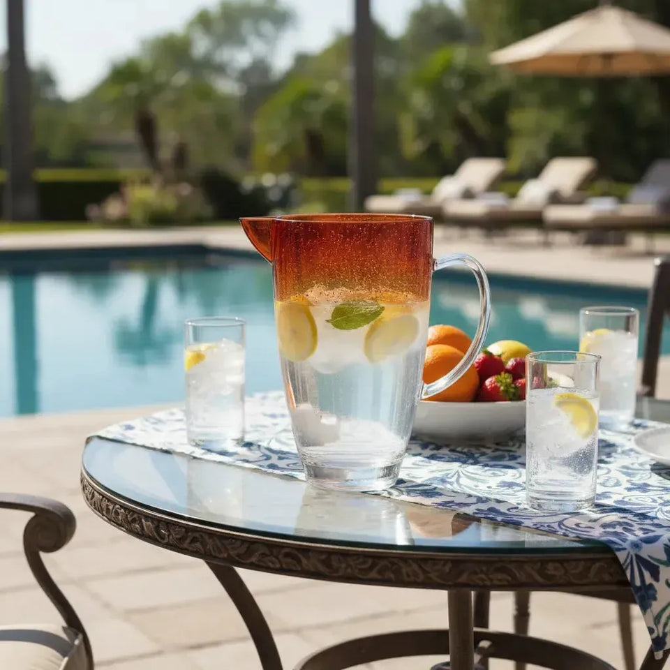 Jarra Acrílico Bolhas Topo Degradê Laranja 2,5L