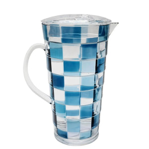 Jarra Acrílico Detalhe Xadrez Azul 1,8L