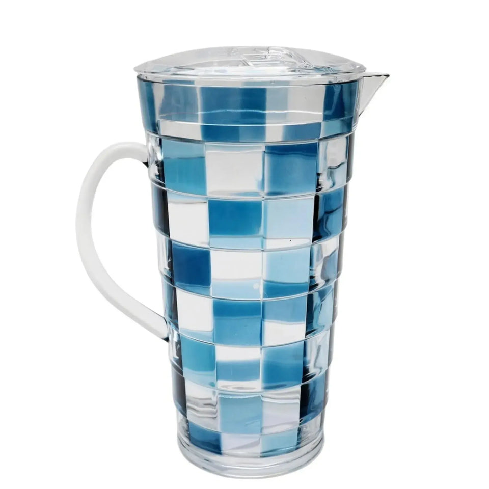 Jarra Acrílico Detalhe Xadrez Azul 1,8L