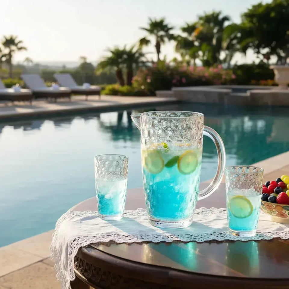 Jarra Acrílico Lapidado Círculos Transparente 2,5L