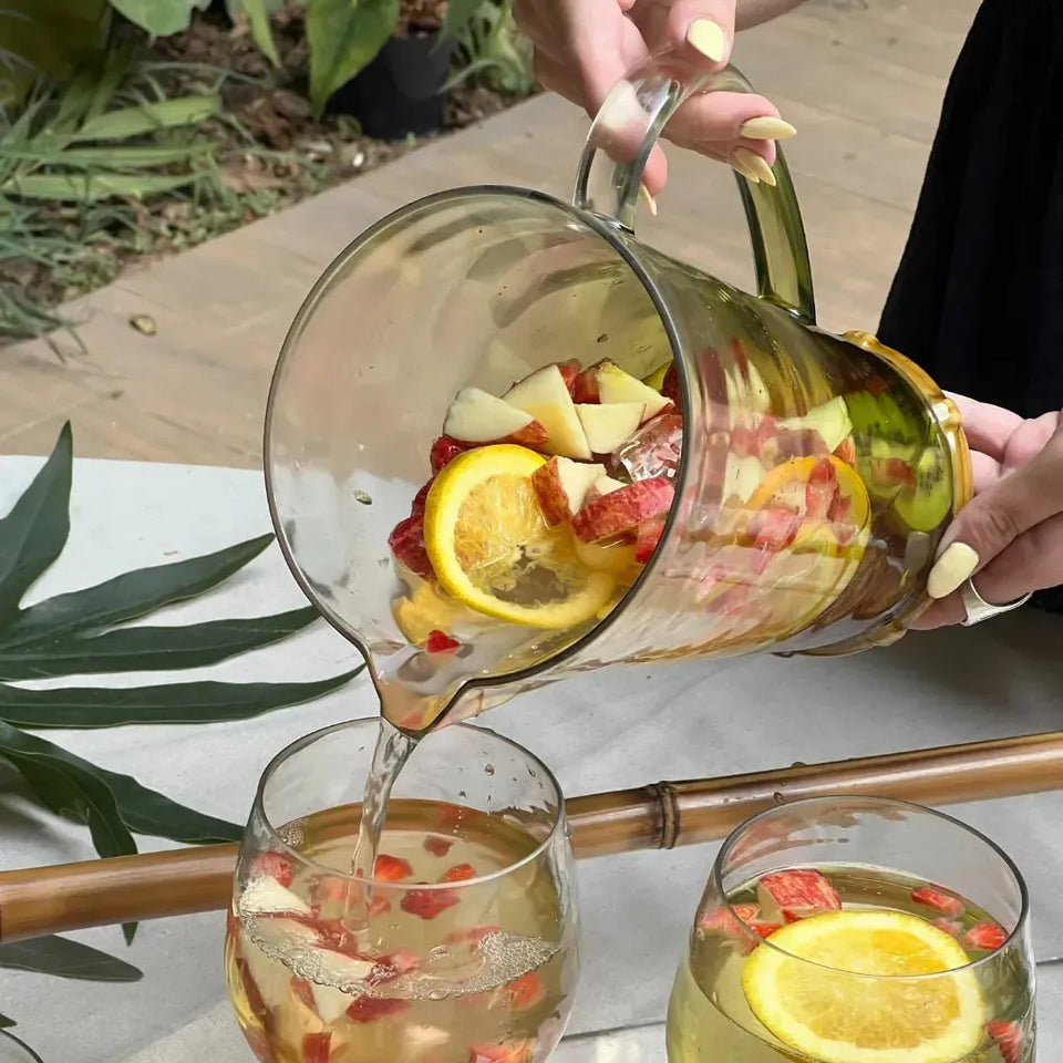 Jarra Acrilico Verde com base Detalhe Formato Bambu 2,2L