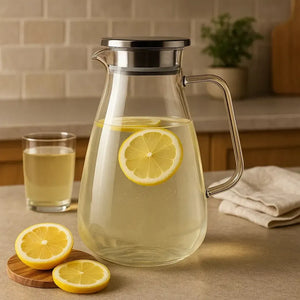 Jarra de Vidro com Tampa Aço Inox Borossilicato 2,2L Twinkle Fracalanza