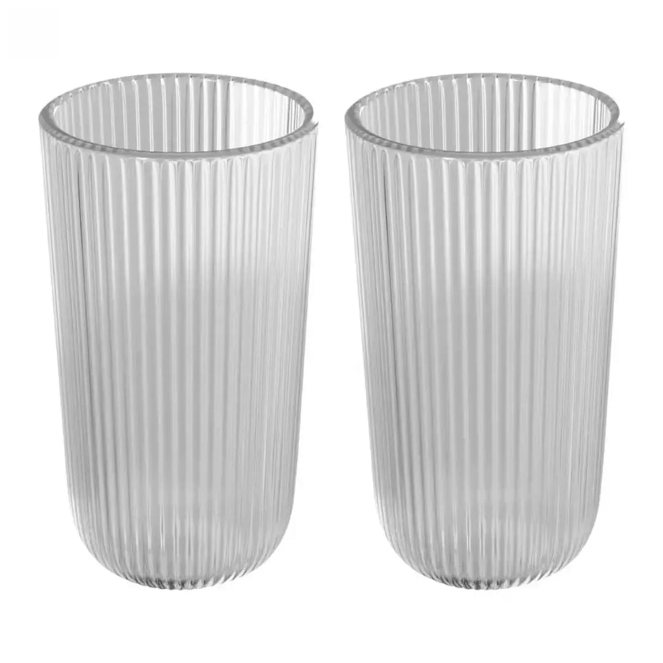 Jogo 2 Copos Altos Vidro Cristalino Lines 430ml