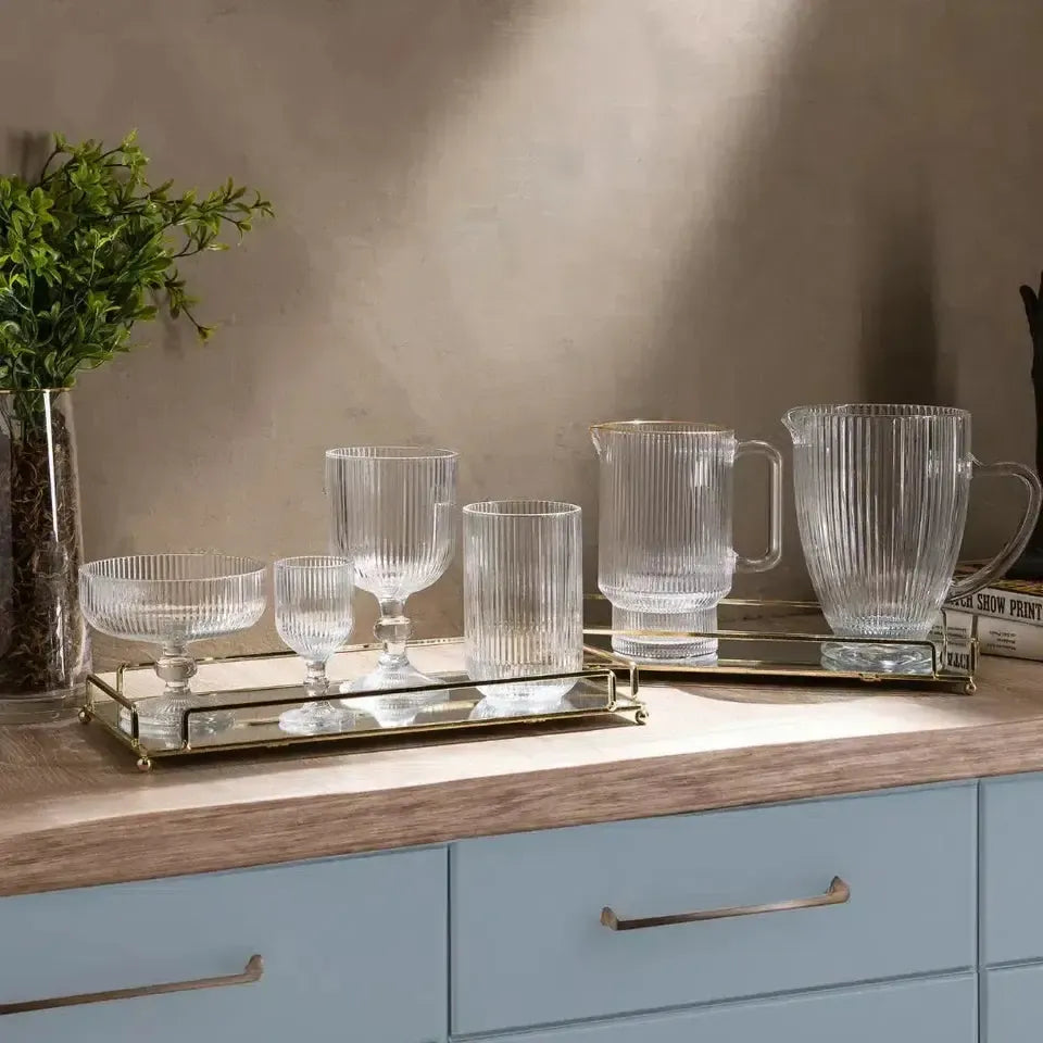 Jogo 2 Copos Altos Vidro Cristalino Lines 430ml