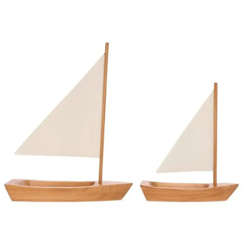 Jogo 2 Esculturas Barco em Madeira Mart