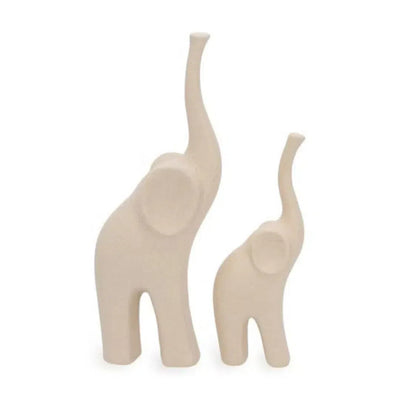 Jogo 2 Esculturas Elefantes em Cerâmica Mart