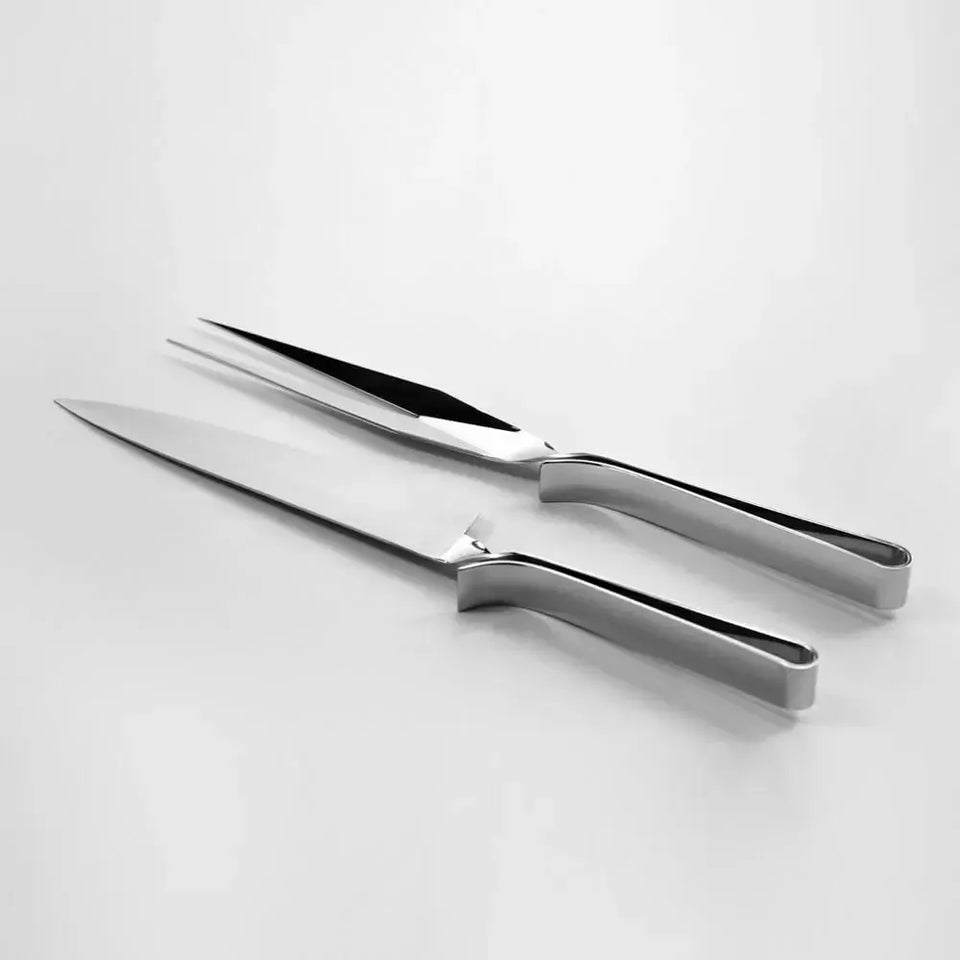 Jogo 2 Peças Faca e Garfo Trinchante para Churrasco Cassino Inox Riva