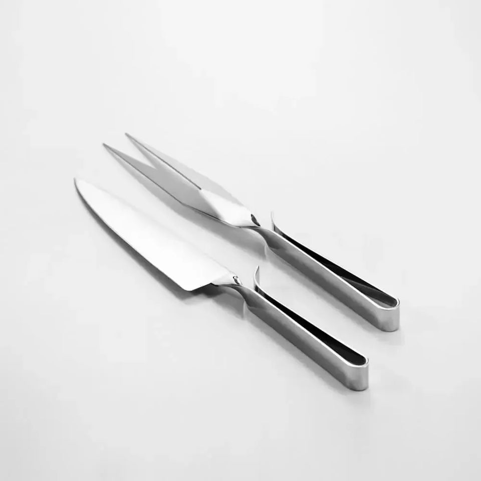 Jogo 2 Peças Faca e Garfo Trinchante para Churrasco Cassino Inox Riva