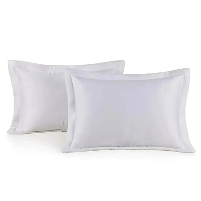 Jogo 2 Super Porta Travesseiros Dante 300 Fios Cetim 100% Algodão Egípcio Branco 50x90cm Trussardi