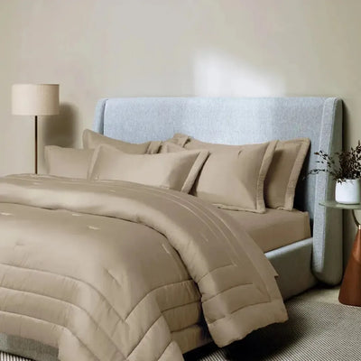 Jogo 2 Super Porta Travesseiros Dante 300 Fios Cetim 100% Algodão Egípcio Nocciola 50x90cm Trussardi