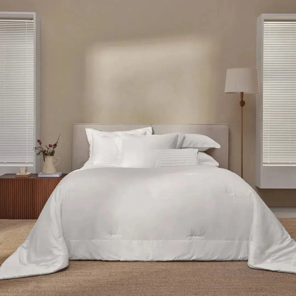 Jogo 2 Super Porta Travesseiros Dianna 300 Fios Cetim 100% Algodão Egípcio Branco 50x90cm Trussardi