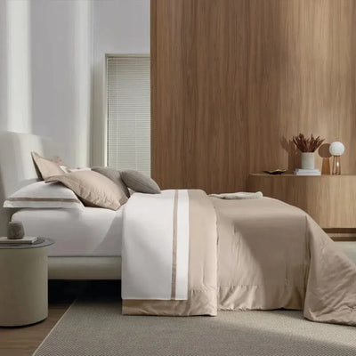 Jogo 2 Super Porta Travesseiros Dianna 300 Fios Cetim 100% Algodão Egípcio Nocciola 50x90cm Trussardi