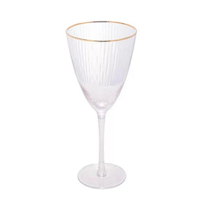 Jogo 2 Taças para Vinho Cristal Borda Dourada Lines 400ml