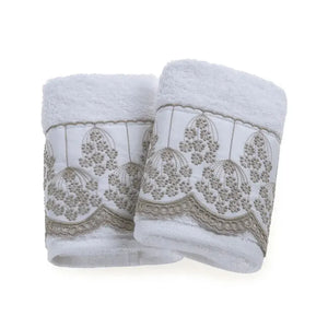 Jogo 2 Toalhas Lavabo Raffinato Bordado Branco Sortido Trussardi