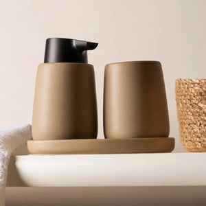 Jogo 3 Peças para Banheiro Cerâmica Oca Bege Wolff