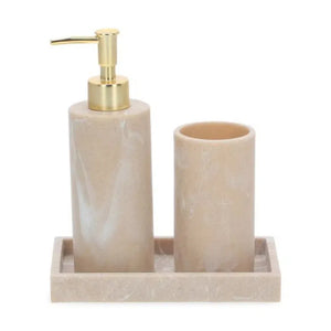 Jogo 3 Peças para Banheiro em Poliresina Bege Mart