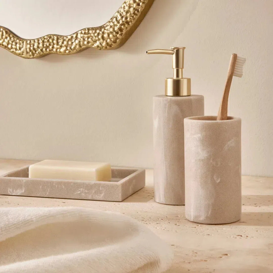 Jogo 3 Peças para Banheiro em Poliresina Bege Mart