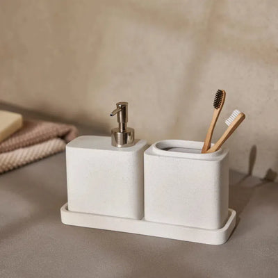 Jogo 3 Peças para Banheiro em Poliresina Off White Mart