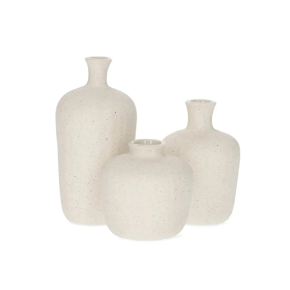 Jogo 3 Vasos em Cerâmica Off White Mart