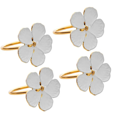 Jogo 4 Anéis para Guardanapos Flower Branco Wolff