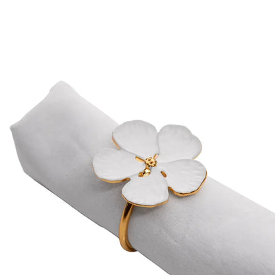 Jogo 4 Anéis para Guardanapos Flower Branco Wolff