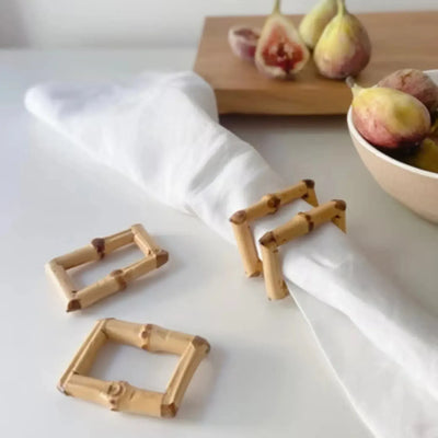 Jogo 4 Argolas Guardanapos em Bambu Natural