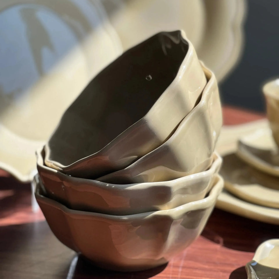 Jogo 4 Bowls Cerâmica Aurora Off-White 500ml 6cm Scalla