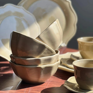 Jogo 4 Bowls Cerâmica Aurora Off-White 500ml 6cm Scalla