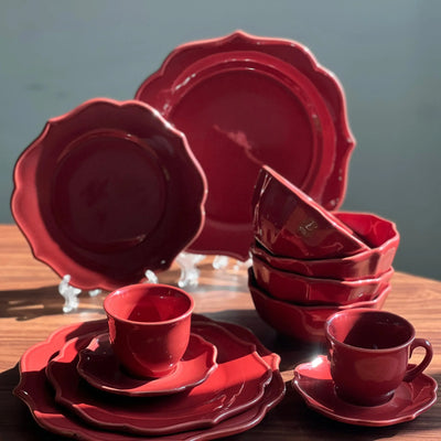 Jogo 4 Bowls Cerâmica Aurora Vermelho 500ml 6cm Scalla