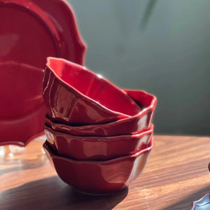 Jogo 4 Bowls Cerâmica Aurora Vermelho 500ml 6cm Scalla