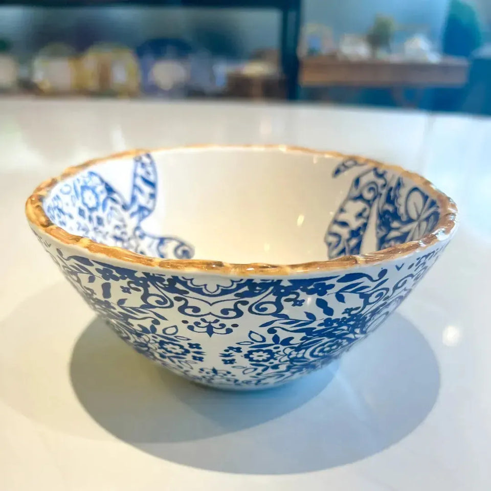 Jogo 4 Bowls Cereal Cerâmica Dolce Mare Azulejo Português Azul 14,5cm Maison Blanche