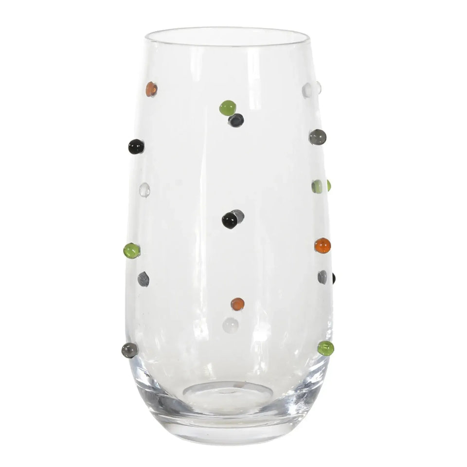 Jogo 4 Copos Altos Vidro Dots Colorido 520ml