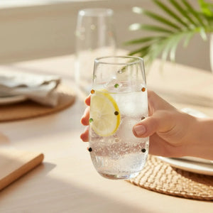 Jogo 4 Copos Altos Vidro Dots Colorido 520ml