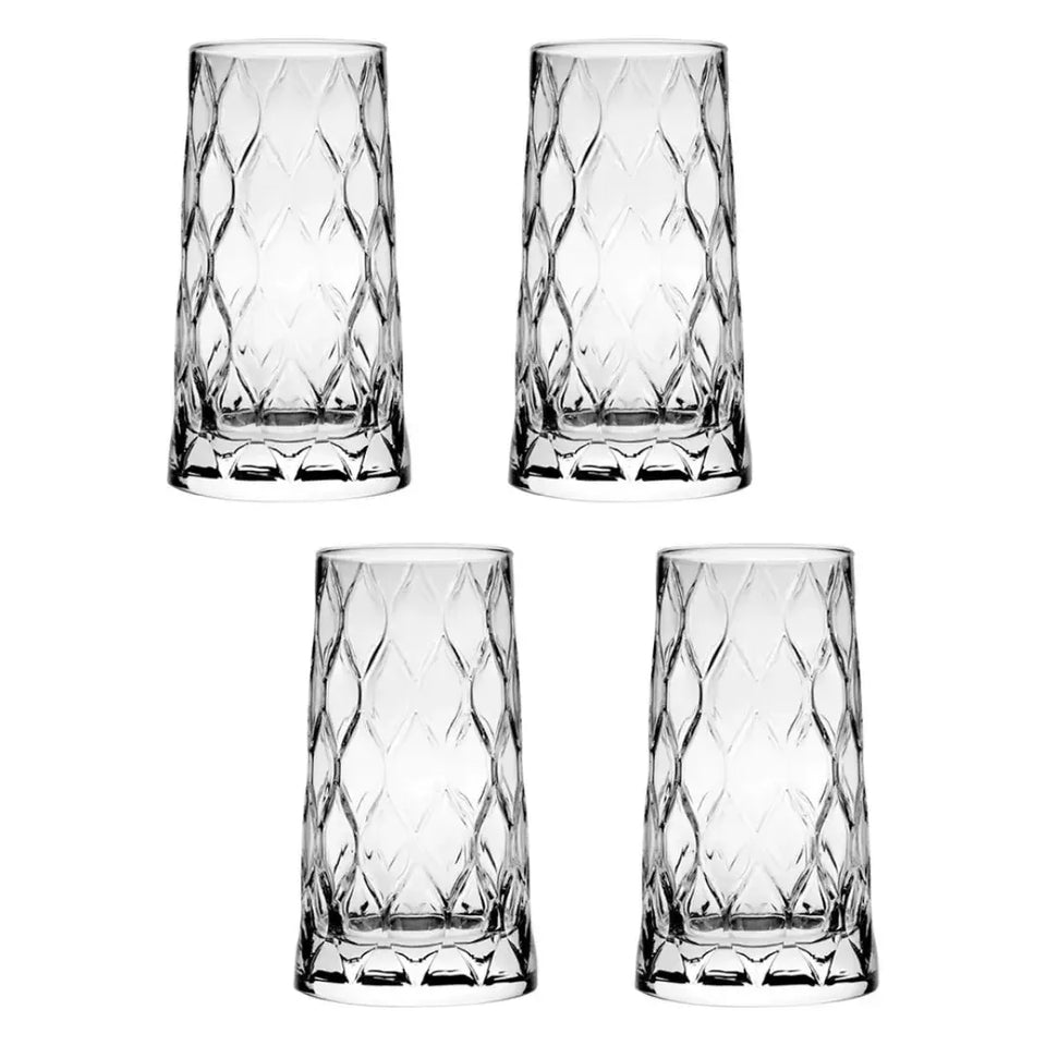 Jogo 4 Copos Altos em Vidro Leafy 450ml Pasabahçe